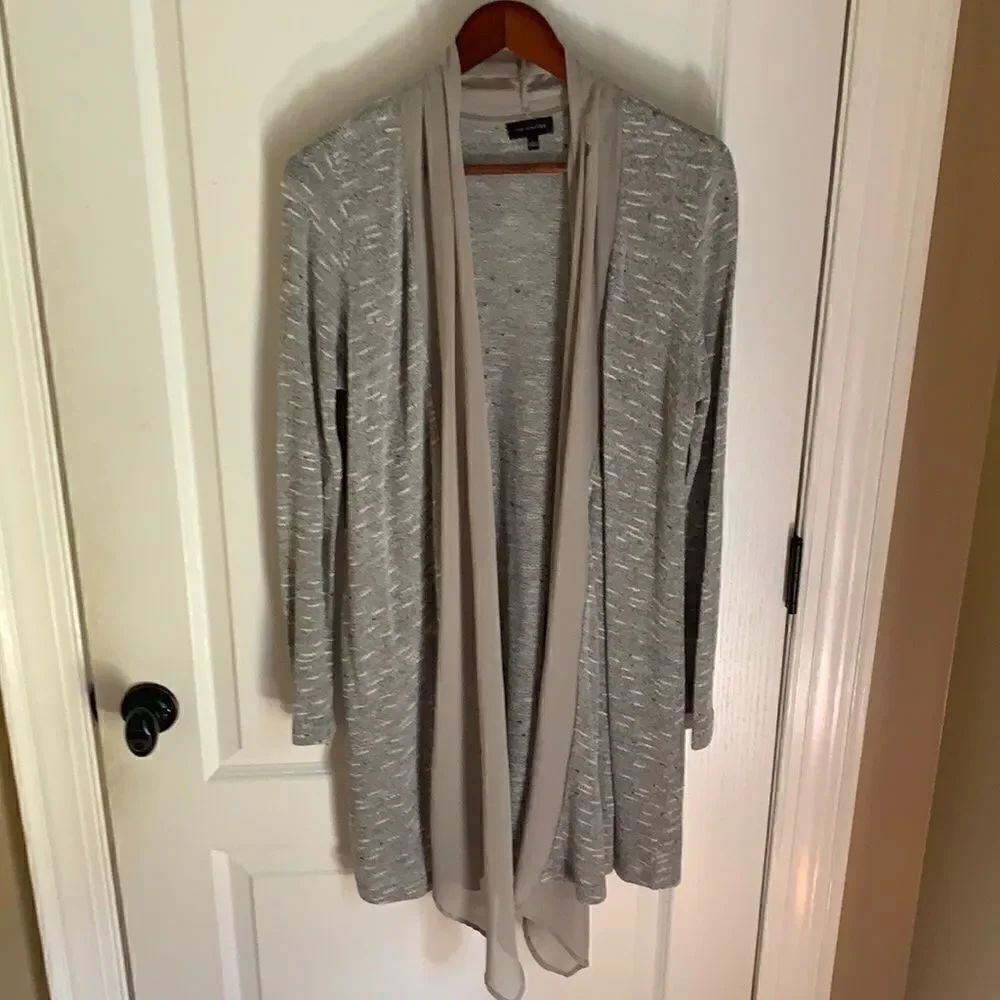 The Limited long gray gauzy sweater L